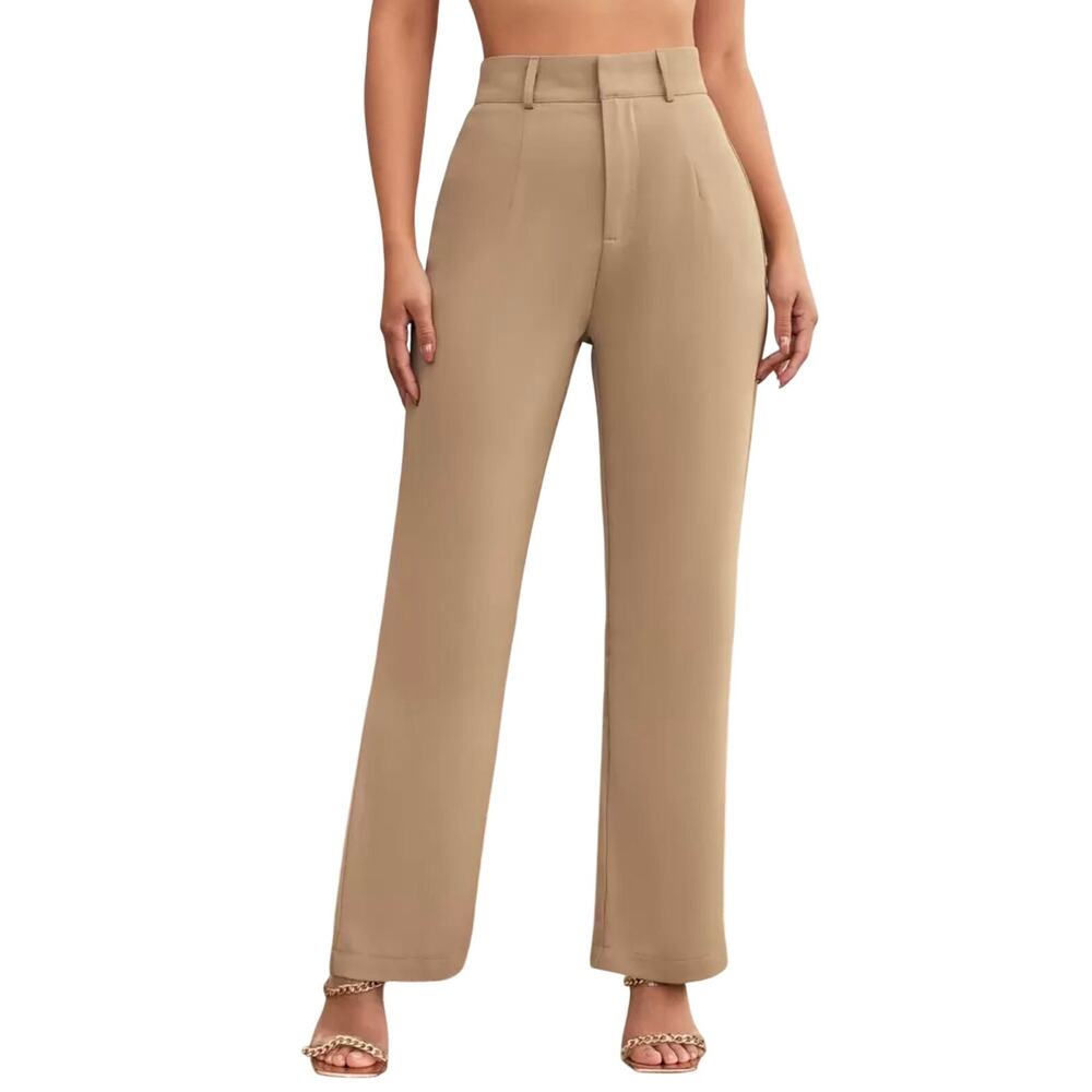 Shein Tan High Rise Wide Leg Trouser Pants Dress Pants High Rise Size XS